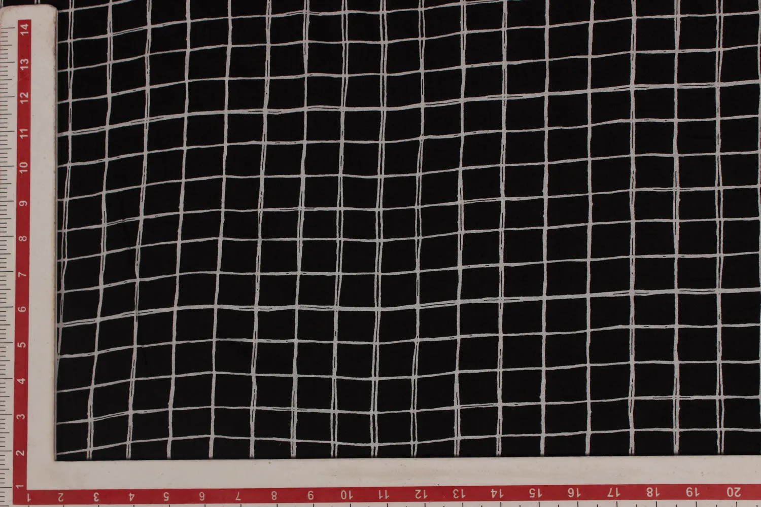 Black & White Checks Printed Rayon Fabric