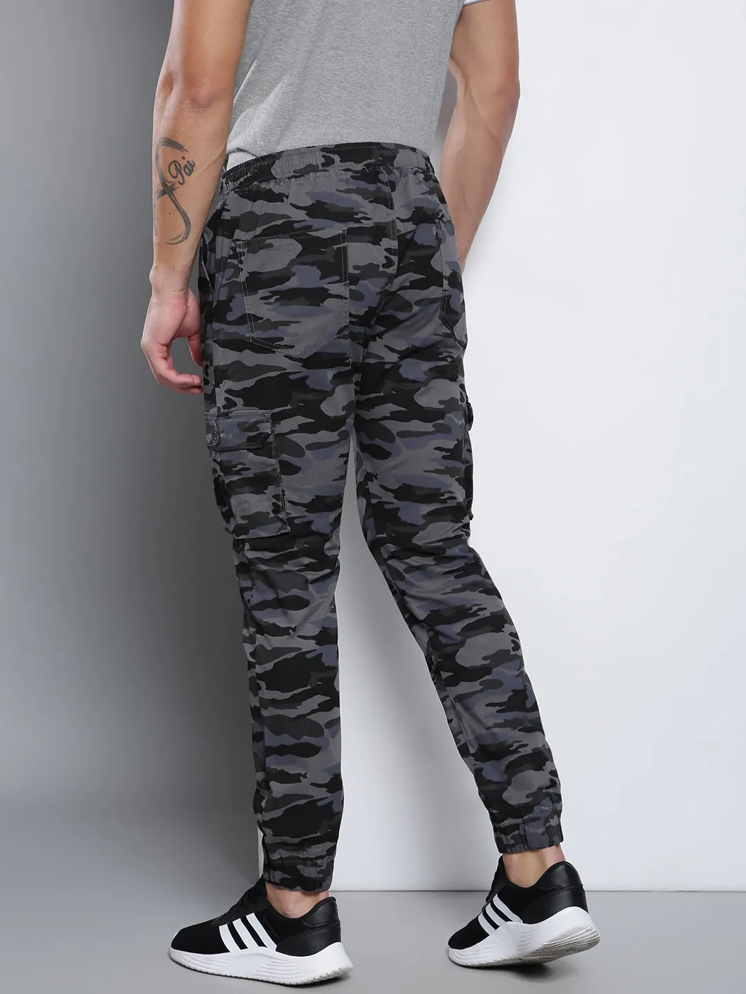 Men's Straight Fit Cotton Cargo Joggers (Natural Grey)
