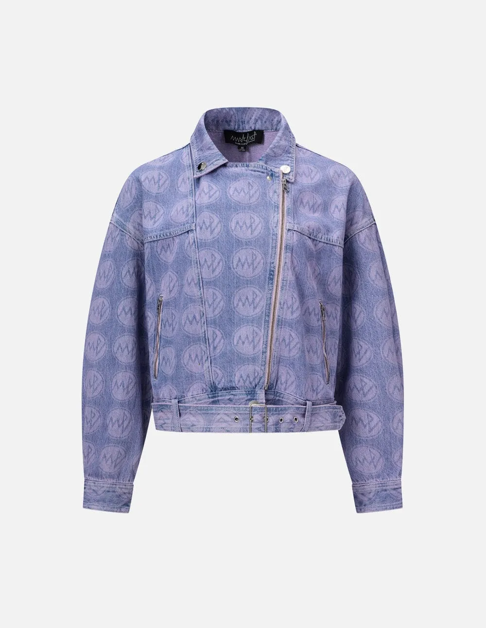 Purple Lapel Denim Biker Jacket
