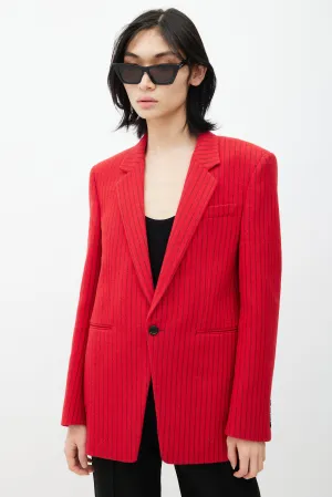 Red & Black Wool Striped Blazer