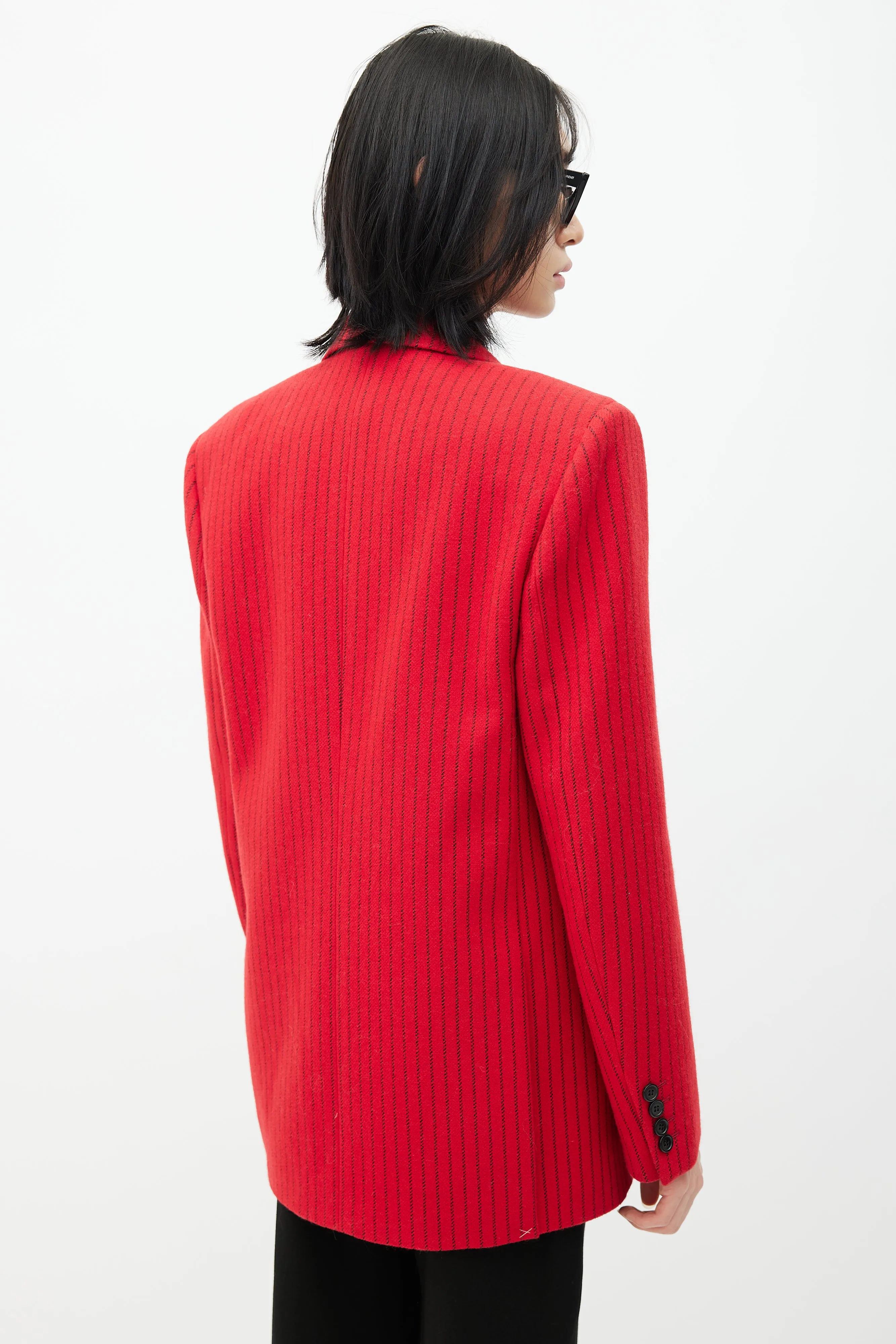 Red & Black Wool Striped Blazer