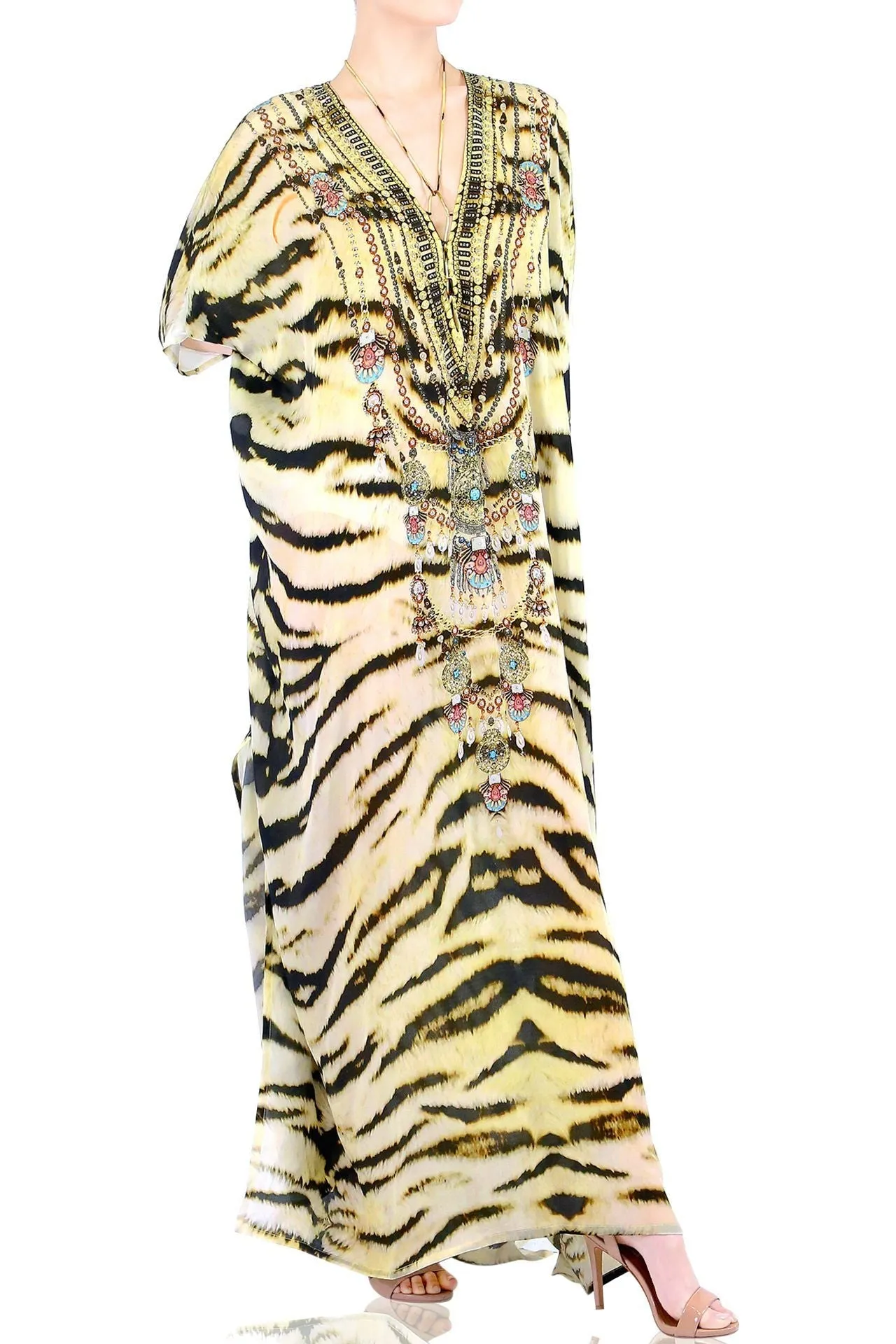 Tiger Print Long Kaftan